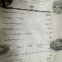 United House of Prayer - Friday Fish Fry Menu! From 5-9pm every Friday!
