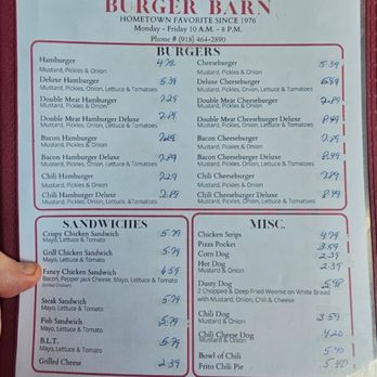 Burger Barn - Menu - Hot Dogs Near Me - Webbers Falls, Oklahoma