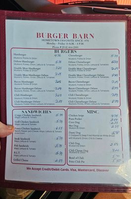 Menu photo 8 Burger Barn Webbers Falls, OK