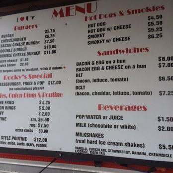 Rocky's Burger Bus - Menu!! On big red bus - Burgers Near Me - Calgary, Alberta