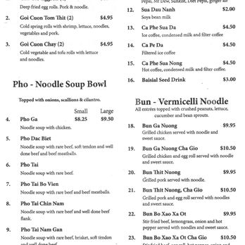 Pho Dang - Inside of menu. - Vietnamese Near Me - Winooski, Vermont