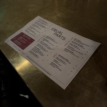 Equal Parts - Menu - New American Near Me - San Francisco, California Equal Parts - Menu - New American Near Me - San Francisco, California