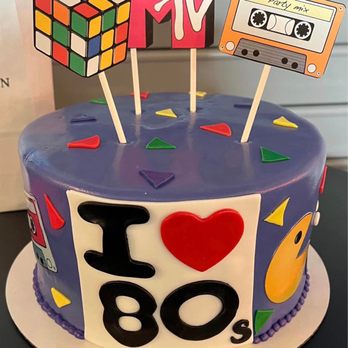 The Sweet Sunflour - Lemon cake with everything 80s fondant icing for a 40th Birthday - Desserts Near Me - Grandy, North Carolina