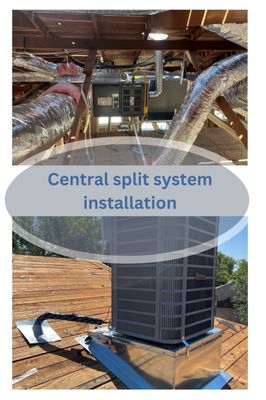 Central split system installation - We installed a new central split system in a home that needed a more efficient and reliable HVAC solution. The previous system was outdated and struggled to maintain consistent temperatures throughout the house. We carefully installed the new system, placing the condenser outside and the air handler inside, ensuring optimal airflow and energy efficiency. Now, the home enjoys better temperature control, improved air quality, and a more efficient system overall.