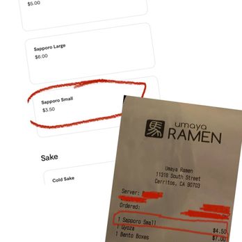 Umaya Ramen - Receipt - Ramen Near Me - Cerritos, California Umaya Ramen - Receipt - Ramen Near Me - Cerritos, California