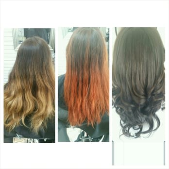 Studio 7 Hair Co - Here is the transformation! (From left to right) old ombre. Fill. Finished product! Gorgeous. Thanks Crystal! - Hair Salons Near Me - Cotati, California