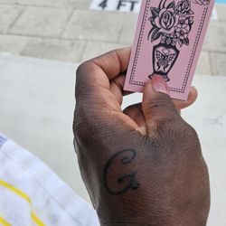 Blue Devil Tattoo - Small initial tat and card