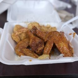 Riverside Seafood & Chicken - Hot&Lemon Pepper Wings and Shrimp.