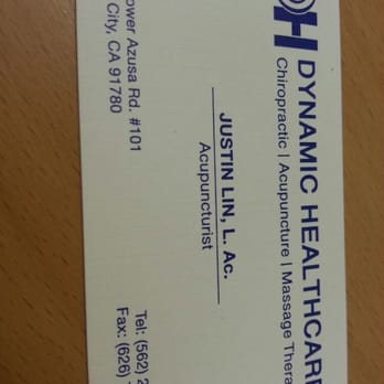 Dynamic Health Care - business card for the acupuncture - Massage Therapy Near Me - Temple City, California