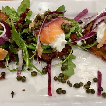 TooJay’s Deli * Bakery * Restaurant - Overcooked latkes with minimal salmon, and they were only about the size of a silver dollar - Delis Near Me - The Villages, Florida