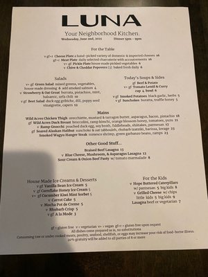 Menu photo 2 Luna Fargo Fargo, ND Menu photo 2 Luna Fargo Fargo, ND