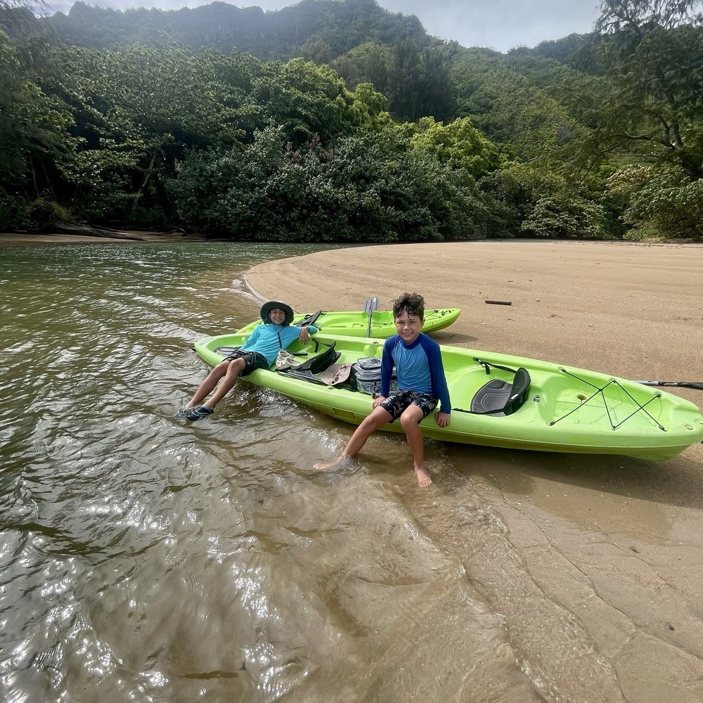 Kahana Adventures - Kayakers on Kahana Beach - Rafting/Kayaking Near Me - Hauula, Hawaii