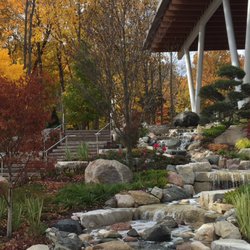 Waterfall and stairway at a Mid-Michigan business
