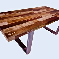 Roundwood Furniture - 56" Ultra mosaic modern coffee table... mixed exotic hardwoods.