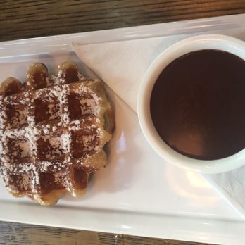 Medina Cafe - Waffles with chocolate drizzle - Breakfast & Brunch Near Me - Vancouver, British Columbia