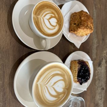 Morse Coffee Company - 8 oz and 12oz latte, Jalapeño-cheddar scone and Blueberry jam biscuit. - Coffee & Tea Near Me - Lake Oswego, Oregon Morse Coffee Company - 8 oz and 12oz latte, Jalapeño-cheddar scone and Blueberry jam biscuit. - Coffee & Tea Near Me - Lake Oswego, Oregon