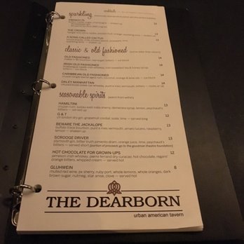The Dearborn - First page of the drink menu - New American Near Me - Chicago, Illinois