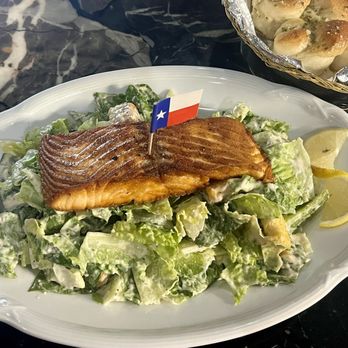 Bella Sera Liberty Hill - Cesar salad with salmon and fresh garlic bread. - Italian Near Me - Liberty Hill, Texas Bella Sera Liberty Hill - Cesar salad with salmon and fresh garlic bread. - Italian Near Me - Liberty Hill, Texas
