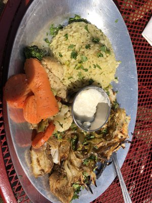 Photo of Garden House 12472 - Rosendale, NY, US. Cod fish with rice and veggies