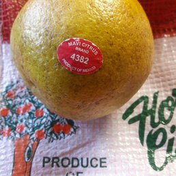 Mexican sticker on fruit in a  produce of USA bag bought at "The Nut House "  St. Augustine, Fl