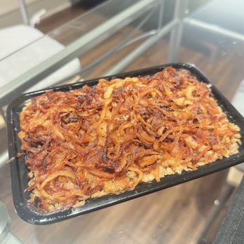 Vegan Stops - Bulgar & Lentil Pilaf (topped with caramelized onions) - Vegan Near Me - Garden Grove, California Vegan Stops - Bulgar & Lentil Pilaf (topped with caramelized onions) - Vegan Near Me - Garden Grove, California