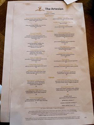 Menu photo 3 The Artesian Restaurant Ojo Caliente, NM Menu photo 3 The Artesian Restaurant Ojo Caliente, NM