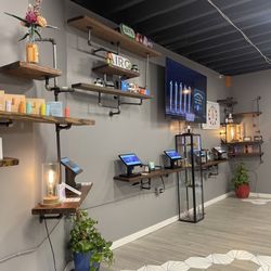 Phula Dispensary - Ordering Area with product samples and Educational Wall.
