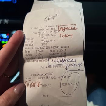 Chuy's - Name of manager and staff waiter. - Mexican Near Me - San Antonio, Texas