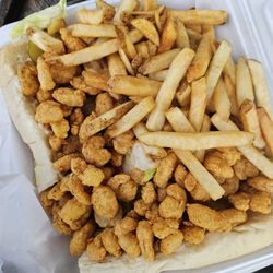 Market on Magazine - Shrimp poboy with a side of fries