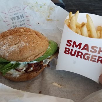 Smashburger - Smash chicken (bacon, avacado) and regular fries - Burgers Near Me - Charlotte, North Carolina Smashburger - Smash chicken (bacon, avacado) and regular fries - Burgers Near Me - Charlotte, North Carolina