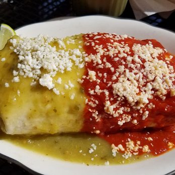 Hot Suppa - Husband got the red and green burrito. Love the green chili, found the red too spicy for his taste - Breakfast & Brunch Near Me - Portland, Maine
