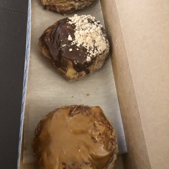 Parlor Doughnuts - Top to bottom flavors: French toast, churro, and bourbon caramel - Donuts Near Me - Evansville, Indiana