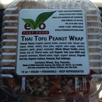 Evolution Fast Food - Thai tofu peanut wrap - Vegetarian Near Me - San Diego, California