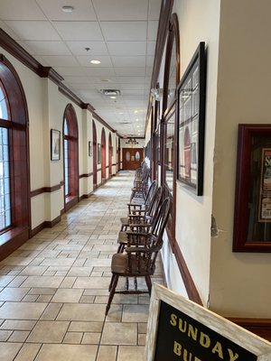 Photo of Claudia Sanders Dinner House - Shelbyville, KY, US. Hallways to the left leading back to a banquet/conference area.