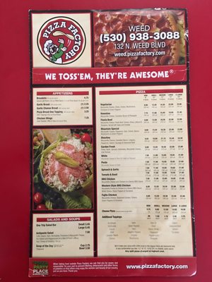 Menu photo 2 Pizza Factory Weed, CA Menu photo 2 Pizza Factory Weed, CA
