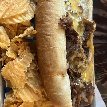 The Point in Fells - Philly Cheesesteak w/o mushrooms. - New American Near Me - Baltimore, Maryland The Point in Fells - Philly Cheesesteak w/o mushrooms. - New American Near Me - Baltimore, Maryland