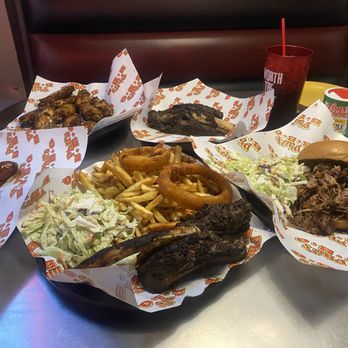 Phil's BBQ - Beef Rib Tickler meal, Broham sandwich, sausage link, 10 mesquite wings, extra beef rib - Barbeque Near Me - Santee, California