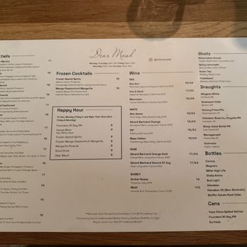 Dear Maud - Aug 2025 Menu - Cocktail Bars Near Me - Hoboken, New Jersey