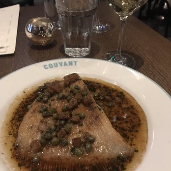 Couvant - Ail de rai (stingray) a la Grenobloise: brown butter, lemon, caper, crouton. With a Fr Chard. Simple yet Amazing. 3/5/19 - Brasseries Near Me - New Orleans, Louisiana Couvant - Ail de rai (stingray) a la Grenobloise: brown butter, lemon, caper, crouton. With a Fr Chard. Simple yet Amazing. 3/5/19 - Brasseries Near Me - New Orleans, Louisiana