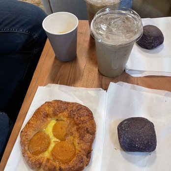 Corridor Flow - Ube Latte, ube cheese bread, apricot danish - Coffee & Tea Near Me - Lomita, California