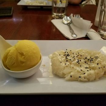 Spicy Shallot - Sticky rice w/mango ice cream - Thai Near Me - Elmhurst, New York Spicy Shallot - Sticky rice w/mango ice cream - Thai Near Me - Elmhurst, New York