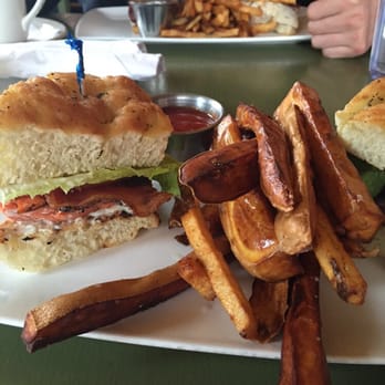Red House - Salmon BLT and sweet potato fries - New American Near Me - Renton, Washington Red House - Salmon BLT and sweet potato fries - New American Near Me - Renton, Washington