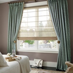 A Stitch In Time - Roman Shades with draperies