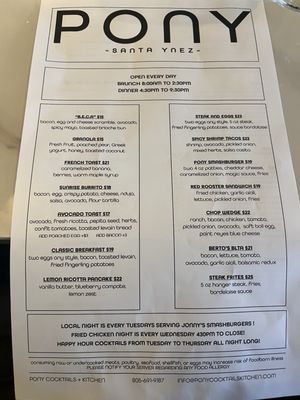 Menu photo 3 Pony Cocktails Kitchen Santa Ynez, CA Menu photo 3 Pony Cocktails Kitchen Santa Ynez, CA
