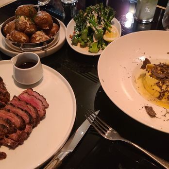 Cino - the spread with the Wagyu meat special, truffle  pinwheel pasta special, potatoes, and broccolini - Italian Near Me - Honolulu, Hawaii
