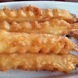 The corn-dog like tempura shrimp. The corn-dog like tempura shrimp.