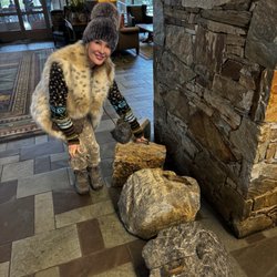 Snowflake Chateau Whistler - Fairmont Chateau Whistler blue mink and rabbit hat from Snowflake