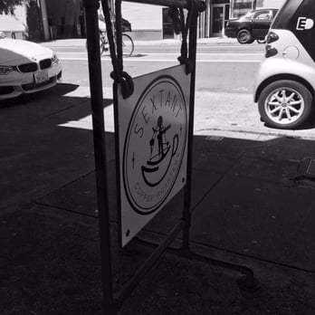 Sextant Coffee Roasters - Sidewalk sign from the window seating. - Coffee & Tea Near Me - San Francisco, California