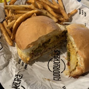 Fuddruckers - #1 w extra cheese, added bacon & skinny seasoned fries - Burgers Near Me - Concord, California
