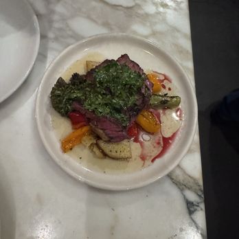 OvenBird - Hanger steak cooked to perfection and that chimichurri sauce!! - Tapas/Small Plates Near Me - Birmingham, Alabama OvenBird - Hanger steak cooked to perfection and that chimichurri sauce!! - Tapas/Small Plates Near Me - Birmingham, Alabama